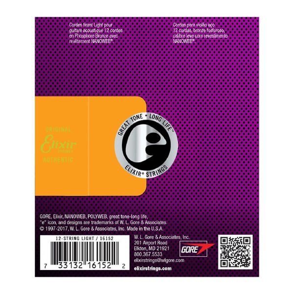 Elixir Phosphor Bronze Nanoweb 12-String Light 10-47